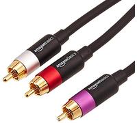 Amazon Basics Cable de audio RCA 1 macho a 2 machos, para amplificador, altavoces activos o subwoofer con conectores chapados en oro, 2.4 m, color negro