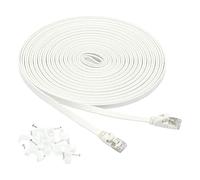 Amazon Basics Cable de red Gigabit Ethernet RJ45 Cat-7 plano, 9.1 m, Blanco