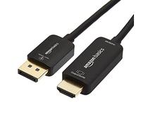 Amazon Basics Cable DisplayPort a HDMI, unidireccional, 1080p, 1920 x 1200, 4K@60Hz, 1,82 m, conector dorado, negro