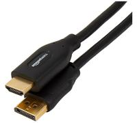 Amazon Basics Cable DisplayPort (Fuente) a HDMI (Pantalla), unidireccional, 4K a 30Hz, 1920 x 1200, 1080p, Conectores chapados en Dorado, 1.83 m, Negro