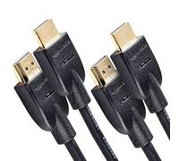 Amazon Basics Cable HDMI 4K de 1.8 m, alta velocidad de 18 Gbps con Ethernet, 4K@60 Hz, 2160p, paquete de 2 unidades, Negro