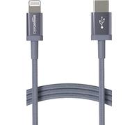 Amazon Basics Cable trenzado de nylon USB-C a Lightning, cargador certificado por MFi para iPhone 13/12/11/X/XS/XR/8, color gris oscuro, 1.8 m