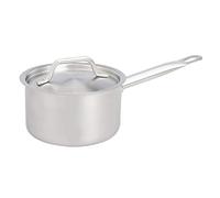 Amazon Basics Cacerola de acero inoxidable con revestimiento de aluminio, lados rectos y tapa, 1.9 litros, Plateado