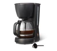 Amazon Basics - Cafetera con filtro, jarra de vidrio de 1,25 litros/10 tazas, 29 minutos de mantenimiento del calor, 1000 W, color negro, enchufe de la UE
