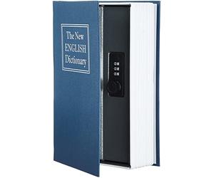 Amazon Basics Caja de Seguridad en Forma de Libro - Cerradura con combinación, Grande, Azul