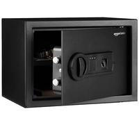 Amazon Basics Caja fuerte de acero para casa, con huella dactilar biométrico, protege documentos de identificación, efectivo, joyas, 14 L, negro, 35 x 25 x 25 cm (ancho x prof. x alto)