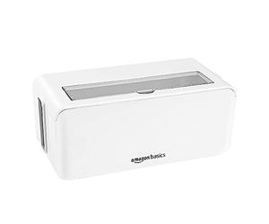 Amazon Basics Caja organizadora de cables para ocultar y organizar cables, tamaño Pequeña, Blanco