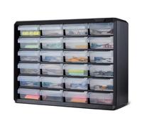 Amazon Basics Cajonera Organizadora, 24 Compartimentos de Plástico con Divisores para Oficina/Manualidades/Herramientas, Montaje en Pared, 16 x 54,1 x 40,1 cm, Negro