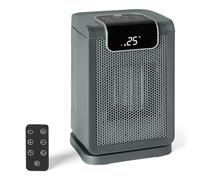 Amazon Basics Calefactor Eléctrico Cerámico, 1800W, Mando a Distancia, Oscilación 70°, Pantalla Digital, 5 Modos, Temporizador 24h, 25cm, Gris