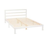 Amazon Basics Cama de Madera con Cabecero, Madera Maciza de Pino, Incluye Somier, 160 x 200 cm, Blanco