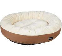 Amazon Basics Cama Redonda para Perro o Gato con Parte Superior de Franela, 50 x 50,8 x 15,2 cm, Color Marrón y Marfil