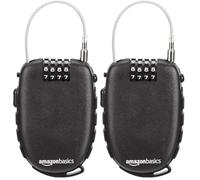 Amazon Basics Candado con cable retráctil de 4 dígitos, Cerradura con combinación, paquete de 2, AB-BL101 negro