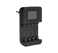 Amazon Basics Cargador de Inteligente y Digital de para AA, AAA Pilas, 4 Canales de Carga Individuales, Negro