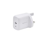 Amazon Basics Cargador de Pared USB-C de un Puerto de 20 W, sin GAN, Enchufe británico, 7,06 x 2,76 x 4,41 cm, Color Blanco