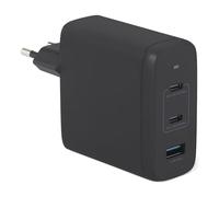 Amazon Basics Cargador de Pared USB-C Nano GaN de Carga Rápida, 120W y 3 Puertos para Ordenadores Portátiles, Tablets y Teléfonos, Negro