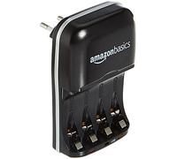 Amazon Basics Cargador de Pilas de Ni-MH AA y AAA con Puerto USB, Negro