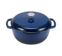 Amazon Basics Cazuela Redonda de Hierro Fundido Esmaltado con Tapa, 5,7 L, Azul Marino