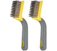 Amazon Basics Cepillo raspador ancho, acero inoxidable, agarre suave, Negro, Amarillo (Paquete de 2)