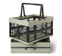 Amazon Basics Cestas Plegables para Compras y Almacenamiento con Asas, 25L, Paquete de 3