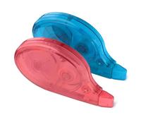 Amazon Basics Cinta Correctora, Paquete de 2, Rollo, Bolígrafo, Estilo Ratón, Secado Instantáneo, 12m de Largo, Rojo y Azul