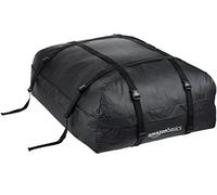 Amazon Basics Cofre de Techo Blando para Coche, 425L, Impermeable, Bolsa Portaequipajes Plegable para Vehículos con Barras de Techo, 8 Correas Reforzadas, Bolsa de Almacenamiento Incluida, Negro