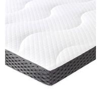 Amazon Basics Colchón de Espuma viscoelástica con Gel refrescante Topper, Funda removible y Lavable, 140 x 190 cm, 7 cm, Blanco