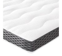 Amazon Basics Colchón de Espuma viscoelástica Topper con memoria con Funda removible y lavable, 90 x 190 cm, 7 cm, Blanco