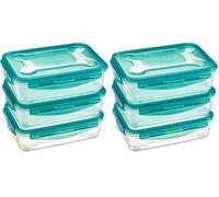 Amazon Basics Contenedores herméticos sellados con Tapa de plástico sin BPE, apilables y Aptos para frigorífico/congelador, para microondas y lavavajillas. Conjunto de 6 Piezas de 1.2 l, traslúcido