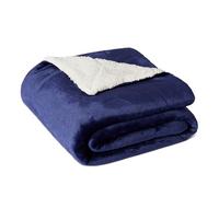 Amazon Basics Coperta Plaid in Pile Sherpa, 127 x 152 cm, Blu Navy