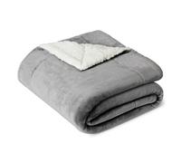 Amazon Basics Coperta Plaid in Pile Sherpa, 127 x 152 cm, Grigio Scuro