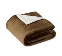 Amazon Basics Coperta Plaid in Pile Sherpa, 127 x 152 cm, Marrone