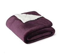 Amazon Basics Coperta Plaid in Pile Sherpa, 127 x 152 cm, Prugna