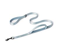 Amazon Basics Correa Reflectante de Doble Cara para Perros con Dos Asas Acolchadas y Anilla en D, 180 cm, Negro/Azul