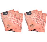 Amazon Basics Cuaderno de anillas, 3 unidades, 100 hojas /200 páginas, tamaño A5, 80 gsm, Rojo (Paquete de 2)