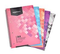Amazon Basics Cuaderno de anillas, 5 Unidad, 70 hojas /140 páginas, tamaño A4, 90 gsm, blanco