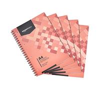 Amazon Basics Cuaderno de anillas,80 hojas/ 160 páginas, tamaño A4, 90 gsm, 5 unidad, Paquete de 1, Blanco