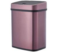 Amazon Basics Cubo de basura automático de acero inoxidable, rectangular, Burgundy, 12 litros