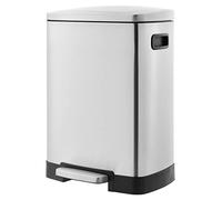 Amazon Basics - Cubo de reciclaje rectangular con 2 compartimentos y tapa de cierre suave, Satén, 25+15 L