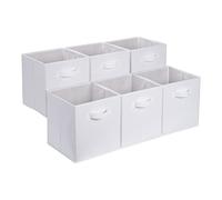 Amazon Basics Cubos de Almacenamiento, 6 UnidadES, de Tela, Plegables, con Asas, 26.67 x 26.67 x 27.94 cm, Color Blanco