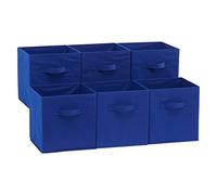 Amazon Basics Cubos de almacenamiento de tela plegables con asas, 26,6 x 26,6 x 27,9 cm, color azul marino, paquete de 6 unidades