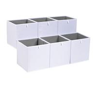 Amazon Basics Cubos de almacenamiento de tela, plegables, juego de 6 unidades, blanco, 26,7 x 26,7 x 28 cm