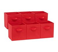 Amazon Basics Cubos de almacenamiento plegables, 6 unidad, rojos, 26.6 x 26.6 x 27.9 cm