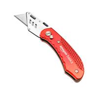 Amazon Basics Cuchillo plegable y duradero para uso general con cuerpo de aluminio, color rojo