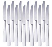 Amazon Basics Cuchillos de mesa de acero inoxidable con borde cuadrado, 12 Unidad, Plateado