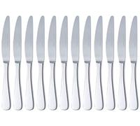 Amazon Basics Cuchillos de mesa de acero inoxidable con borde redondeado, 12 Unidad, Plateado