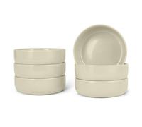 Amazon Basics Cuencos de Gres Esmaltado, Juego de 6 Piezas, Aptos para Lavavajillas, 14,0cm, Marfil