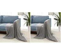 Amazon Basics Decorativa para habitación, poliéster Reciclado Manta arrullo, 127 x 152 cm, Gris Oscuro y Gris Claro con diseño de Espiga (Paquete de 2)