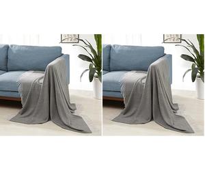 Amazon Basics Decorativa para habitación, poliéster Reciclado Manta arrullo, 127 x 152 cm, Gris Oscuro y Gris Claro con diseño de Espiga (Paquete de 2)