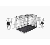 Amazon Basics Duradero,Plegable Jaula para perro de alambre metálico con bandeja, doble puerta,Base plegable y extraíble, 56 x 33 x 41 cm (L x An x Al), negro
