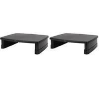 Amazon Basics Elevador de Soporte para Monitor con Altura Ajustable y Organizador de Almacenamiento, Diseño Apilable de 3 Niveles, Plástico ABS Duradero, hasta 10kg, para Monitores y Laptops, Negro
